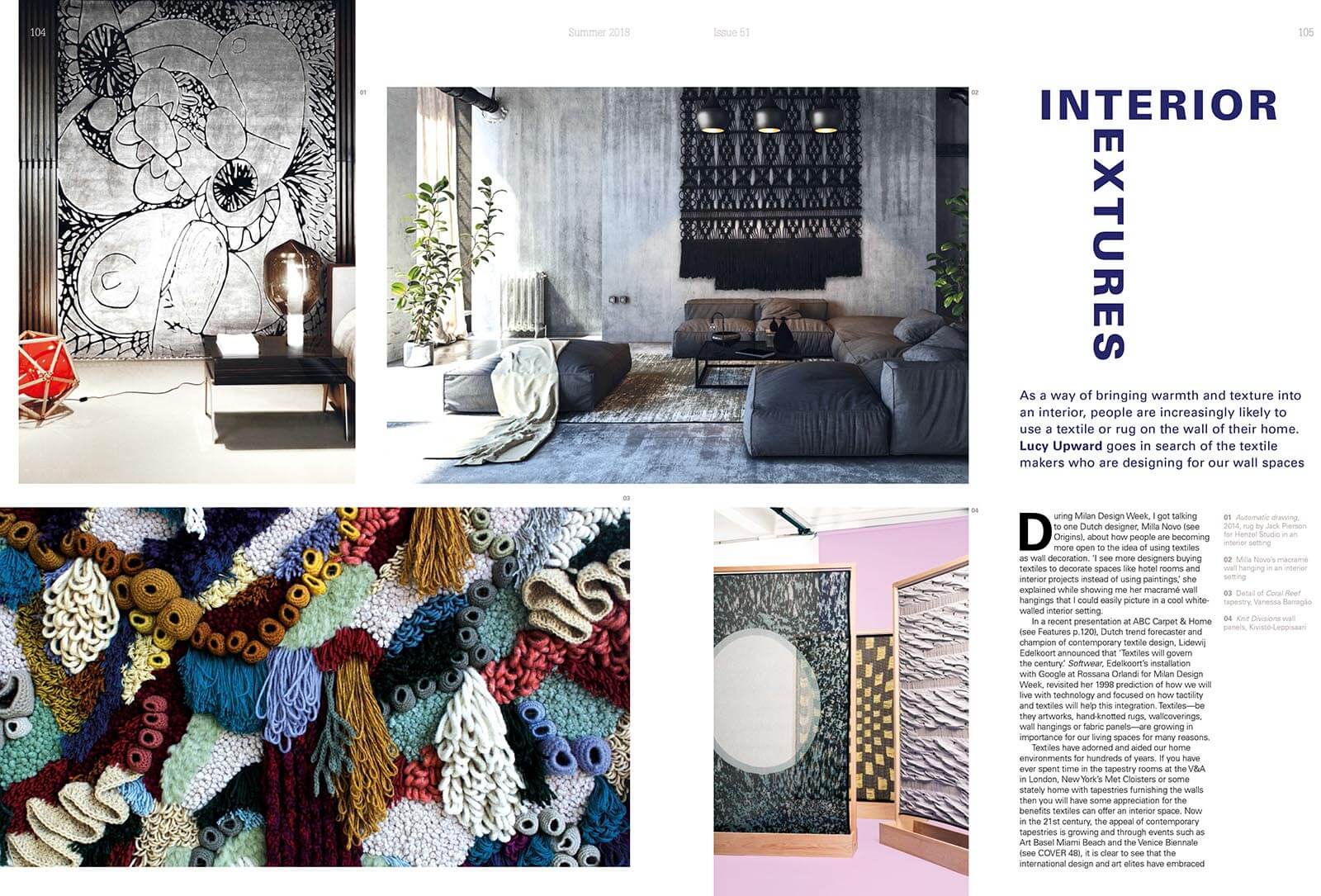 Article in interior magazine Milla Novo Macrame Wallhanging